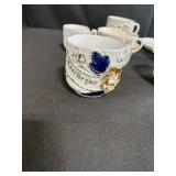 Collection of Antique and Vintage Porcelain Cups and Saucers with Handpainted Details
