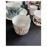 Collection of Antique and Vintage Porcelain Cups and Saucers with Handpainted Details