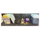 Mixed Lot: Storage Totes, Pocket Hose, Vintage Tool and Accessories