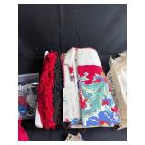 Large Bin of Vintage Fabric, Trims, and Sewing Materials Assortment