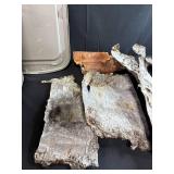 Gray Storage Tote with Lid and Assorted Tree Bark Pieces