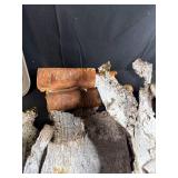 Gray Storage Tote with Lid and Assorted Tree Bark Pieces