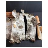 Gray Storage Tote with Lid and Assorted Tree Bark Pieces