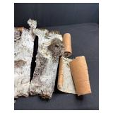 Gray Storage Tote with Lid and Assorted Tree Bark Pieces