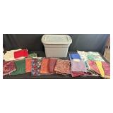 Large Collection of Assorted Upholstery Fabric Samples with Storage Tote