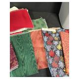 Large Collection of Assorted Upholstery Fabric Samples with Storage Tote