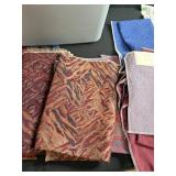 Large Collection of Assorted Upholstery Fabric Samples with Storage Tote
