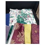 Large Collection of Assorted Upholstery Fabric Samples with Storage Tote