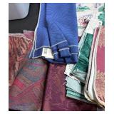 Large Collection of Assorted Upholstery Fabric Samples with Storage Tote