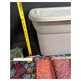 Large Collection of Assorted Upholstery Fabric Samples with Storage Tote