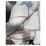 Vintage Quilt and Linen Assortment with Embroidered and Chenille Details & Pillow