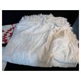 Vintage Quilt and Linen Assortment with Embroidered and Chenille Details & Pillow