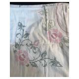 Vintage Quilt and Linen Assortment with Embroidered and Chenille Details & Pillow