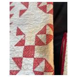 Collection of 3 Red and White Vintage Handstitched Quilts