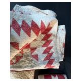 Collection of 3 Red and White Vintage Handstitched Quilts