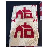 Collection of 3 Red and White Vintage Handstitched Quilts