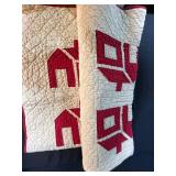 Collection of 3 Red and White Vintage Handstitched Quilts