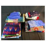 Collection of VTG Assorted Patterned Blankets and Fabric Pieces/Textiles