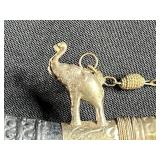 Decorative Elephant Motif Silver Plated Candle Holder and Ornate Pipe Set