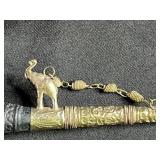 Decorative Elephant Motif Silver Plated Candle Holder and Ornate Pipe Set