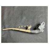 Decorative Elephant Motif Silver Plated Candle Holder and Ornate Pipe Set