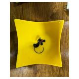 Set of Fused Glass Cat and Mouse Trays Signed by Artist with Cat Face Night Light