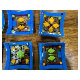 Set of Fused Glass Art Plates with Colorful Patterns