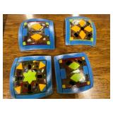 Set of Fused Glass Art Plates with Colorful Patterns