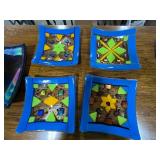 Set of Fused Glass Art Plates with Colorful Patterns