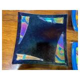 Set of Fused Glass Art Plates with Colorful Patterns