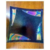 Set of Fused Glass Art Plates with Colorful Patterns