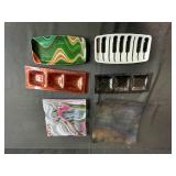 Set of Modern Art Glass Serving Trays with Abstract Designs Signed by Artist