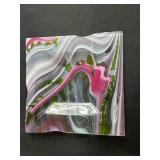 Set of Modern Art Glass Serving Trays with Abstract Designs Signed by Artist