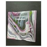 Set of Modern Art Glass Serving Trays with Abstract Designs Signed by Artist