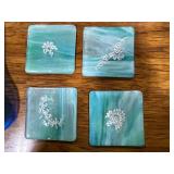 Set of Art Glass Items Including Coasters, Spoon Rests, and Ruffled Bowls