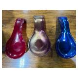 Set of Art Glass Items Including Coasters, Spoon Rests, and Ruffled Bowls