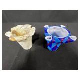 Set of Art Glass Items Including Coasters, Spoon Rests, and Ruffled Bowls