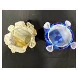 Set of Art Glass Items Including Coasters, Spoon Rests, and Ruffled Bowls