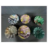 Set of Handcrafted Art Glass Bowls in Assorted Colors and Patterns