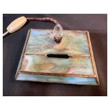 Collection of 3 Vintage Table Lamps Including Art Deco Bronze Sculpture and Stained Glass