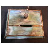 Collection of 3 Vintage Table Lamps Including Art Deco Bronze Sculpture and Stained Glass