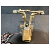 Collection of 3 Vintage Table Lamps Including Art Deco Bronze Sculpture and Stained Glass