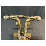 Collection of 3 Vintage Table Lamps Including Art Deco Bronze Sculpture and Stained Glass