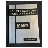 Silversmithing and Art Metal Book with Sheridan Silverplate Bowl, Tray, and Ornate Crumb Set