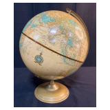 Collection with Vintage Globe, Signed Glass Sculpture, and Ship Bookend