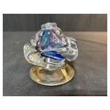 Collection with Vintage Globe, Signed Glass Sculpture, and Ship Bookend