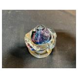 Collection with Vintage Globe, Signed Glass Sculpture, and Ship Bookend