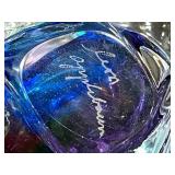 Collection with Vintage Globe, Signed Glass Sculpture, and Ship Bookend