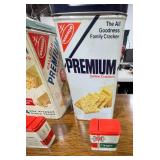 Vintage Kitchenware Collection with Nabisco Tins, Spice Tins, Cookie Cutters, Yellowstone Tile, and Gravy Boat