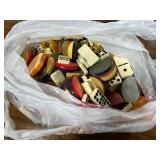 Vintage Poker Chip Set with Wooden Caddy and Assorted Dominoes